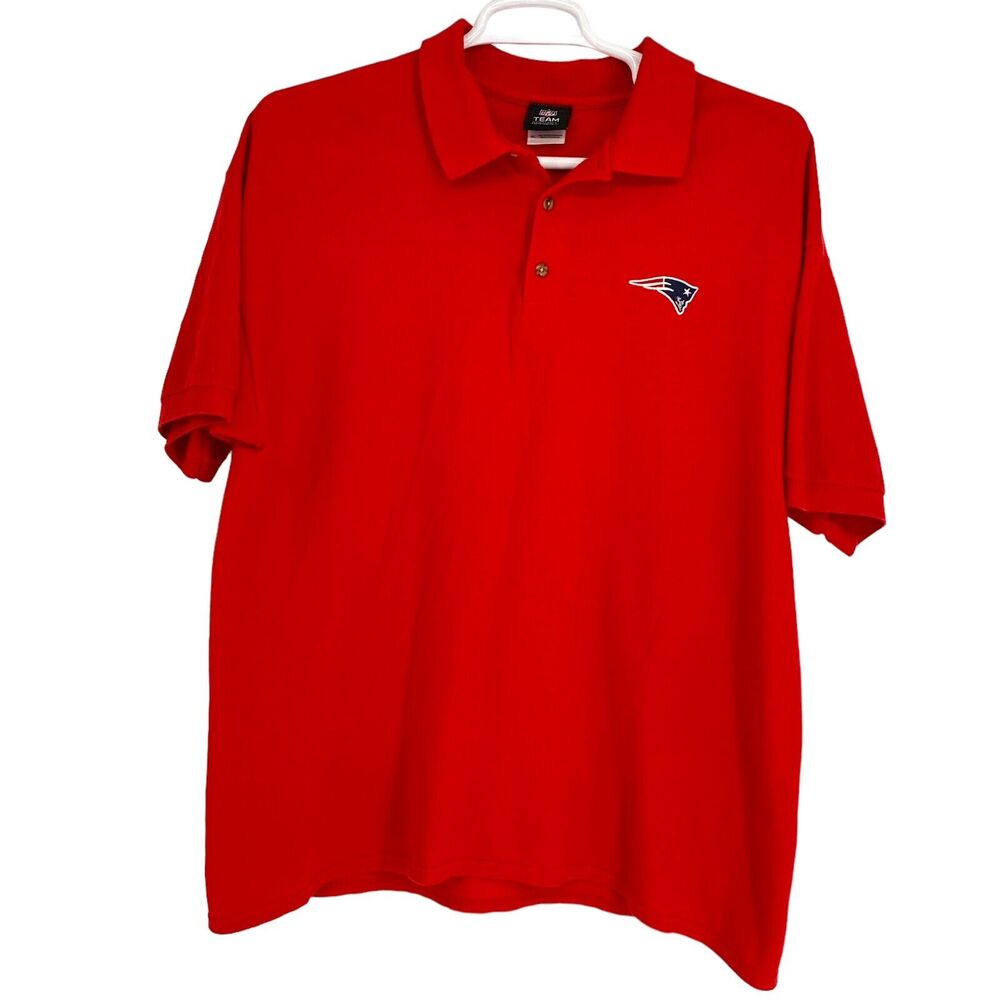 NFL New‎ England Patriots Nike Men Polo Shirt Short Sleeve Red Football Large